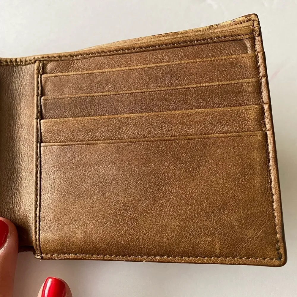 Bottega Veneta Intrecciato tan leather retro wallet